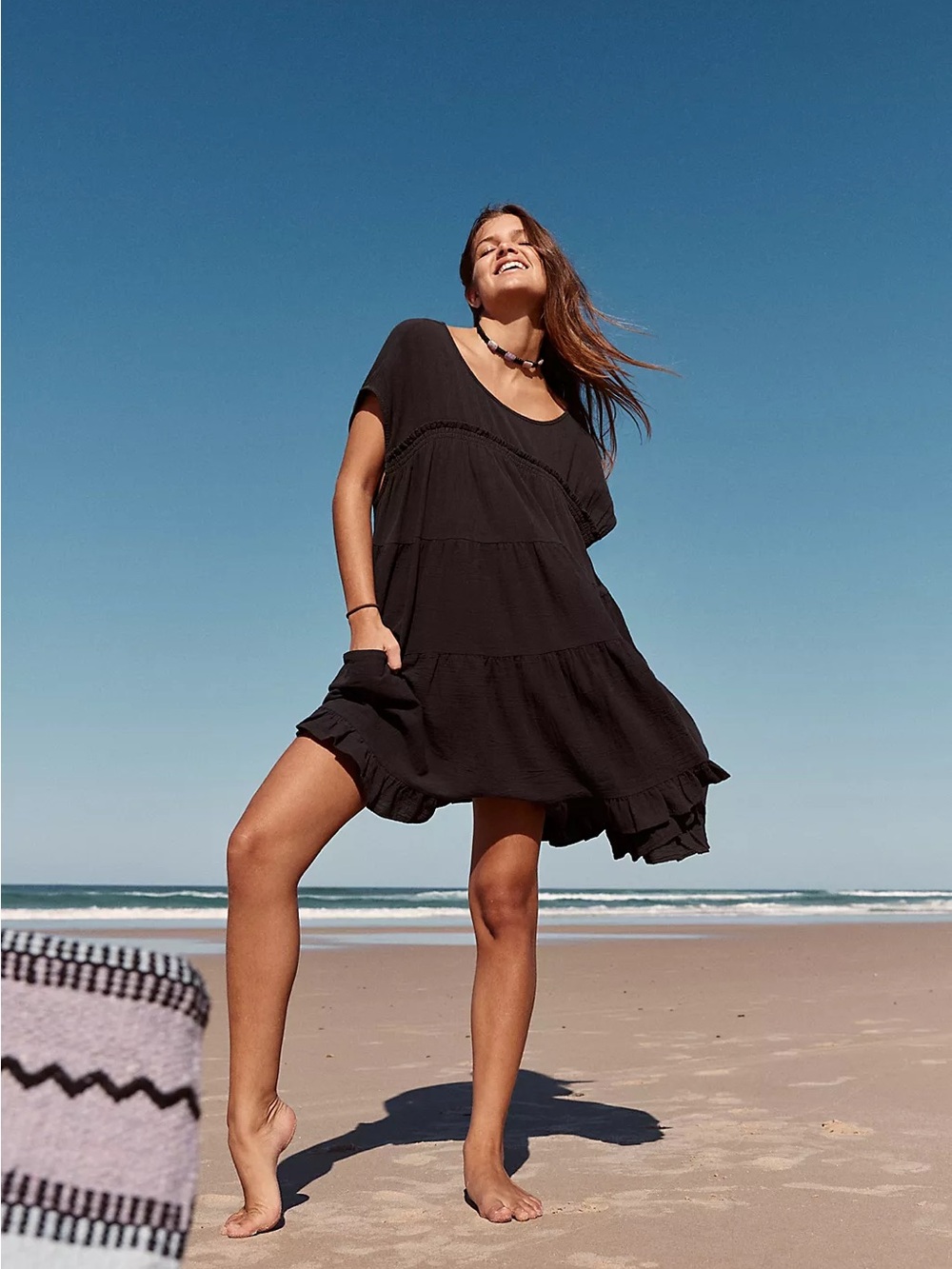 Free People Jacquelyn Tunic Black Size Small